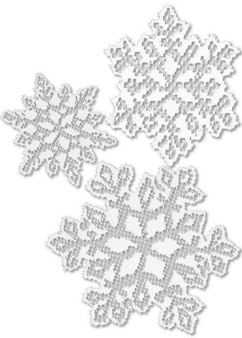 Heritage Lace Snow - 3 Snowflakes Window or Wall Accents White Made in USA - Olde Church Emporium