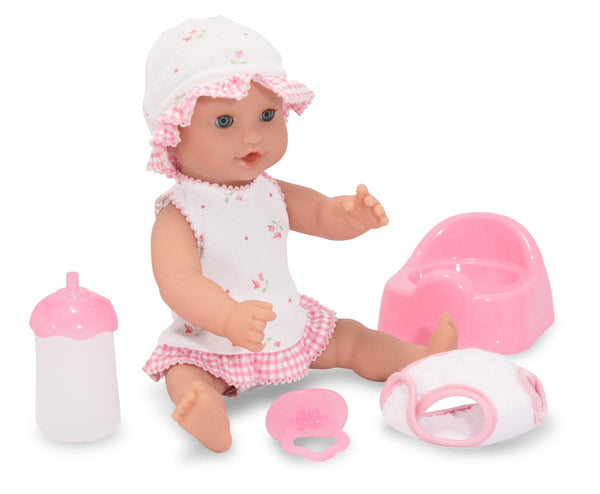 Melissa & Doug - Mine to Love Annie 12-Inch Drink and Wet Poseable Baby Doll With Potty, Bottle, Pacifier, Diaper, Dress [Home Decor]- Olde Church Emporium