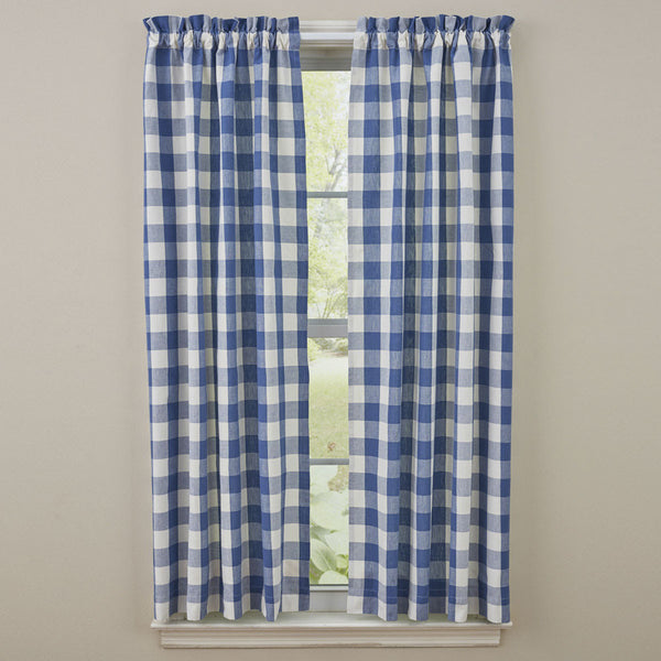 Park Designs Buffalo Check China Blue Valances and Panels Lined and Unlined