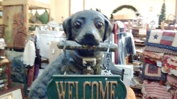 Cast Iron Door Stop - Labrador Dog with Welcome Sign Large Decorative Cute Cast Iron - Olde Church Emporium