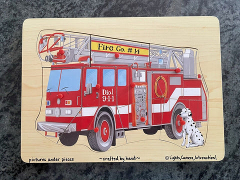 Melissa & Doug Easy Grip Wooden Fire Truck Peg Puzzle Age 2+ Item # 9000