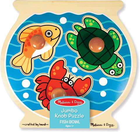 Melissa & Doug Deluxe Fish Bowl Jumbo Knob Puzzle Item # 2056 Ages 1+ Hand Crafted, Wooden