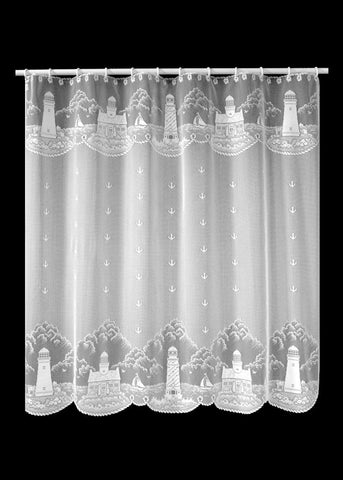 Heritage Lace Lighthouse 72-Inch by 72-Inch Shower Curtain, White - Olde Church Emporium