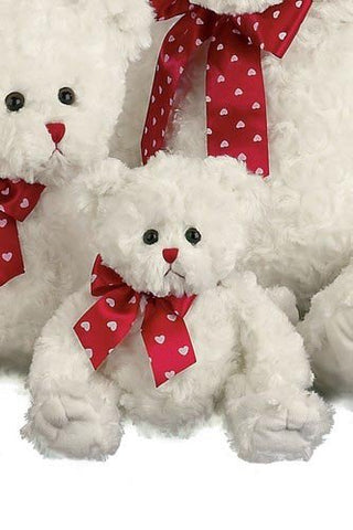 Bearington - Lil' Lovable White Bear with Red Ribbon for Valentines Other Sizes Available - Olde Church Emporium