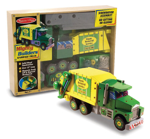 Melissa and Doug Deluxe Wooden Mighty Builder Garbage Truck Item #4090 Ages 6+ 12 Inches long
