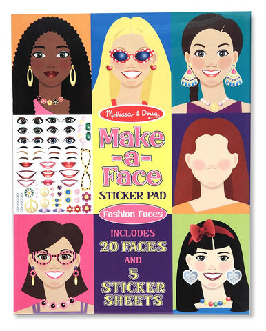 Melissa and Doug Make-A-Face Sticker Pad Fashion Faces Ages 4+ # 4195