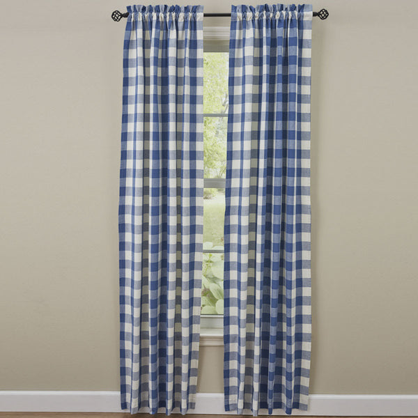 Park Designs Buffalo Check China Blue Valances and Panels Lined and Unlined