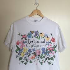 Perennial Optimist T Shirt 100% Cotton Medium Size White - Olde Church Emporium