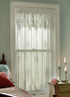Heritage Lace - Tea Rose Collection - Curtains and Tabletop Accessories in White and Ecru - Olde Church Emporium