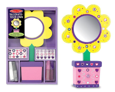 Melissa & Doug Decorate-Your-Own Wooden Flower Mirror Kids Craft Kit - Stickers, Glue - Olde Church Emporium