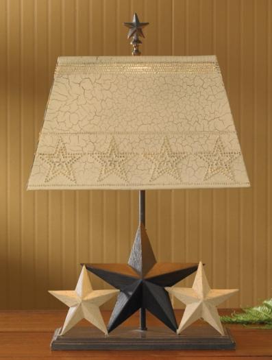 Decorative Three Star Lamp With Metal Shade - Country Style Lamp - Olde Church Emporium