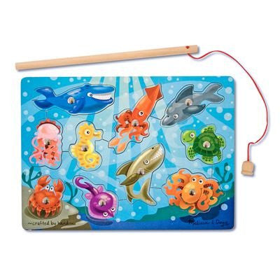 Melissa & Doug Magnetic Wooden Fishing Puzzle Game with 10 Ocean Animal Magnets and Pole - Olde Church Emporium