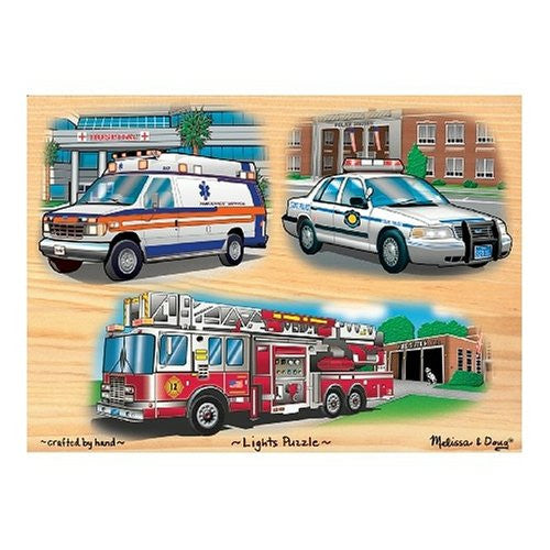 Melissa and Doug Deluxe Wooden Emergency Vehicles Sound Puzzle