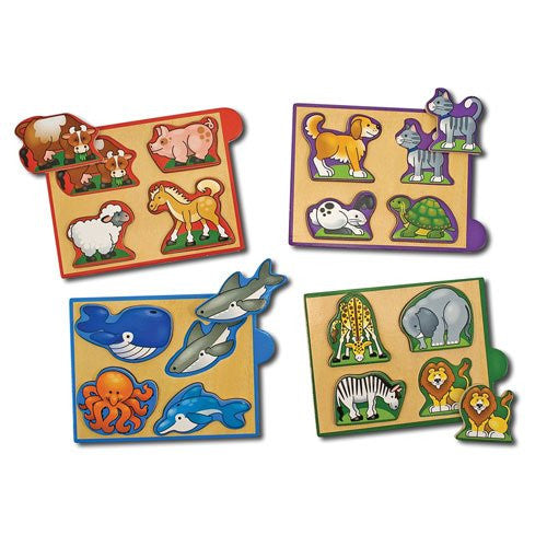 Melissa & Doug - Animals Wooden Mini-Puzzle Pack 4 Separate Puzzles [Home Decor]- Olde Church Emporium
