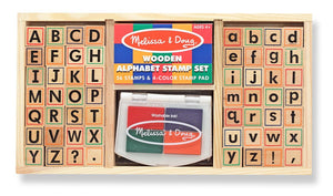 Melissa & Doug Wooden Alphabet Stamp Set - 56 Stamps With Lower-Case and Capital Letters [Home Decor]- Olde Church Emporium