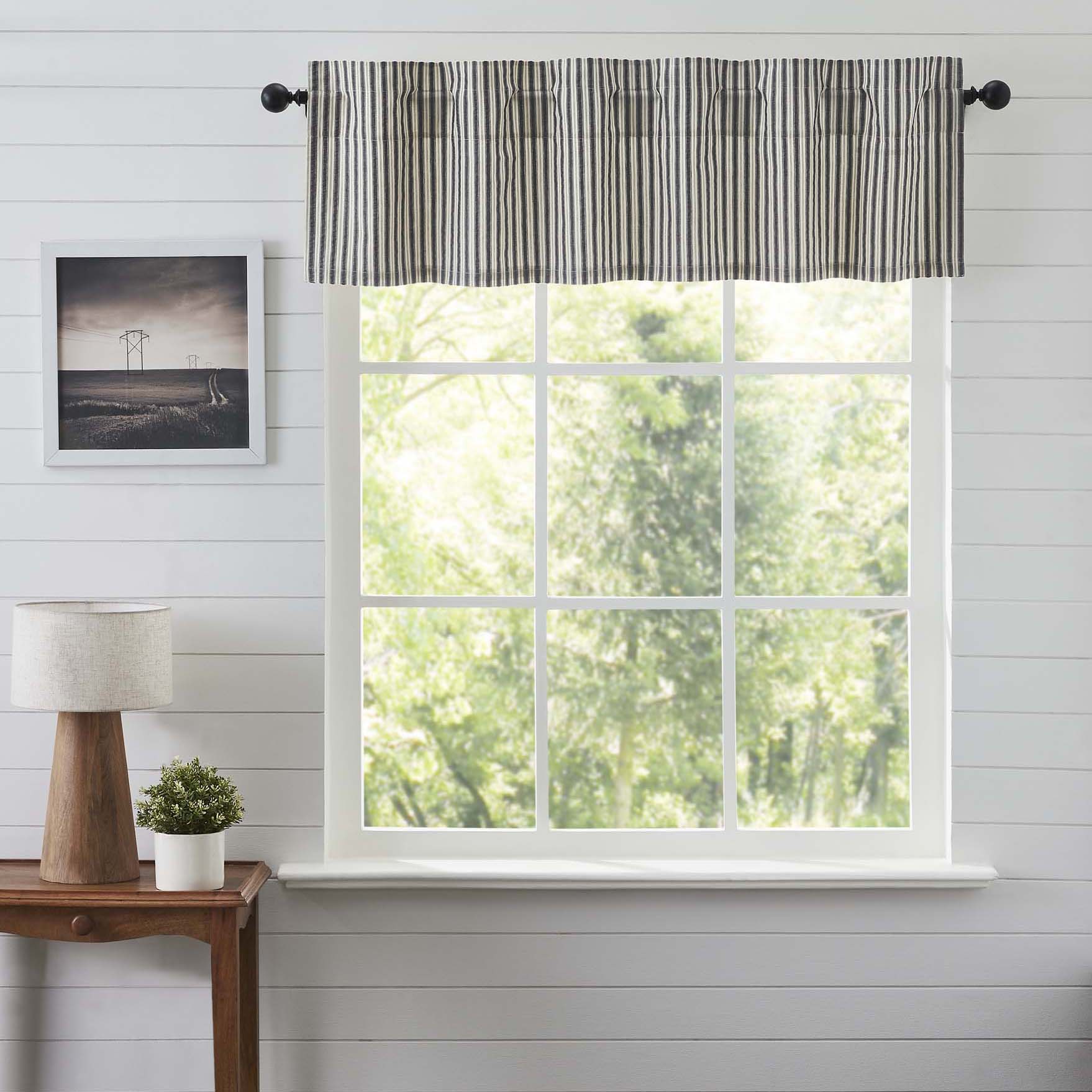 Ashmont Lined Ticking Stripe Valance 16x60 Inches Farmhouse Country