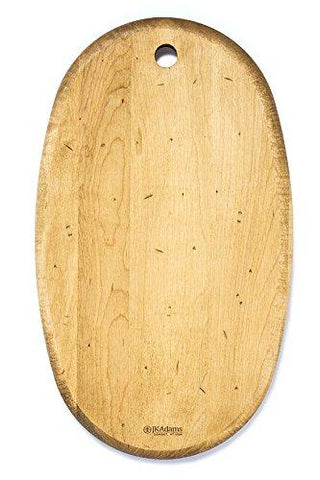 J.K. Adams 14-Inch-by-8-1/2-Inch Maple Wood Artisan Cutting Board, Oval-Shaped Made in USA - Olde Church Emporium