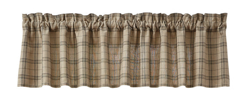 Park Fieldstone Plaid Unlined Valance Black 72 x 14 Inches Country Frarmhouse