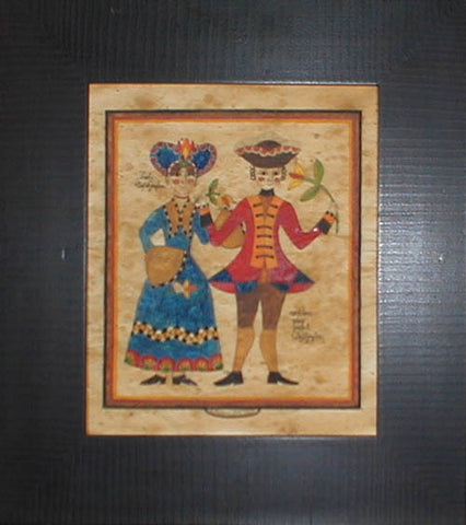 Fractur - George and Martha, American Folk Art, Collectible, Affordable Art [Home Decor]- Olde Church Emporium