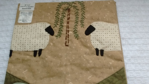 Park Designs - Willow and Sheep Single Point Lined Valance 29 Inches x 22 Inches - Olde Church Emporium