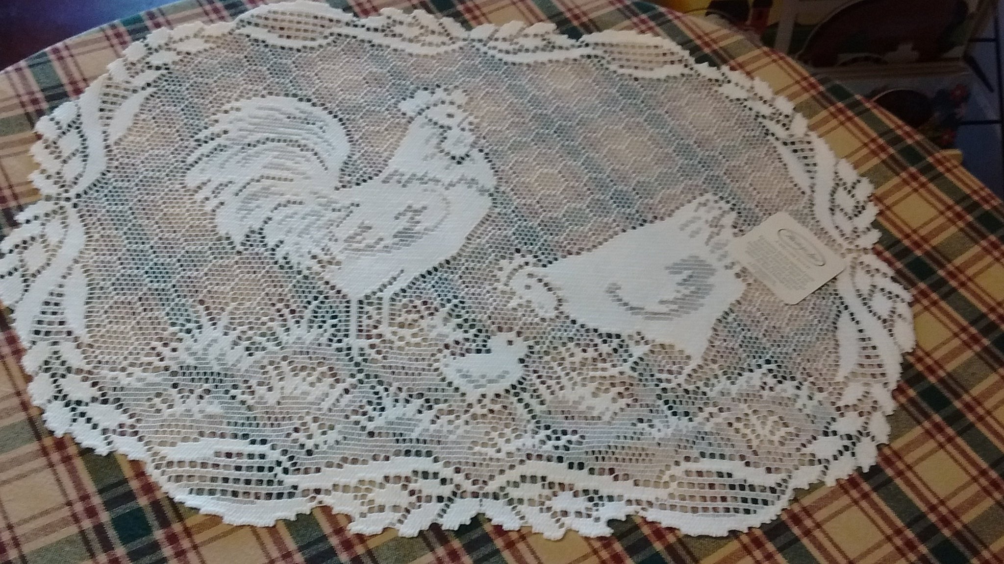 Heritage Lace Rooster Placemats and Doilies White and Ecru Made in USA - Olde Church Emporium