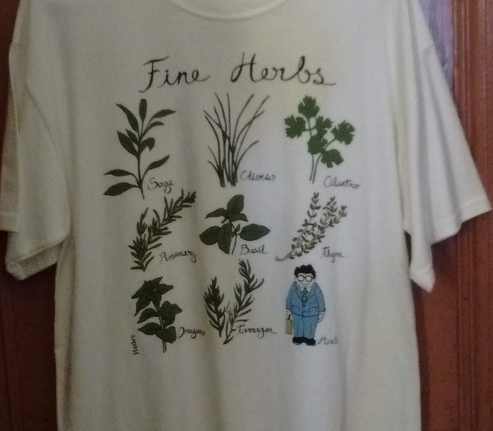 Hatley Fine Herbs T Shirt  Large Size White Unisex - Olde Church Emporium