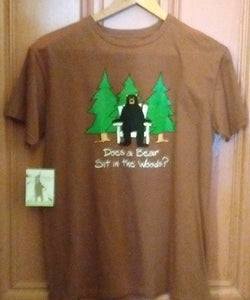 Hatley Does A Bear sit in the Woods T Shirt Medium Brown color Unisex Organic Cotton - Olde Church Emporium