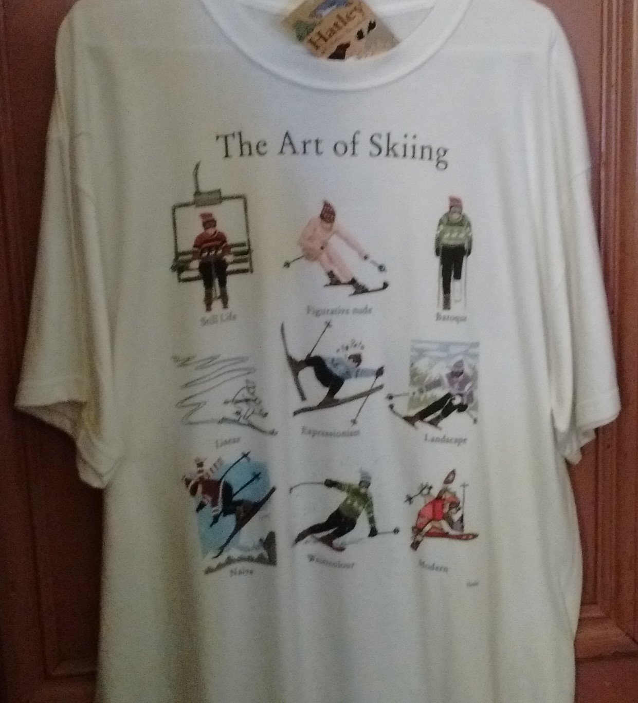 Hatley The Art of Skiing T Shirt X Large White color Unisex - Olde Church Emporium