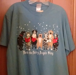 Hatley Hark the Hairy Angels Sing T Shirt Large Blue color Unisex - Olde Church Emporium