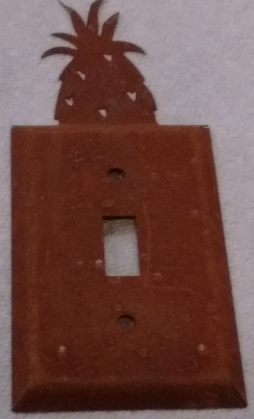 Rustic Sheet Metal Switch and Outlet Cover Plates -Single, Double, Triple Plates with Pineapple Topper - Olde Church Emporium