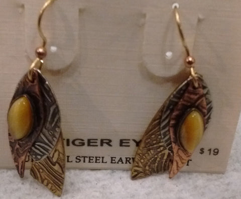 Silver Forest Hand Crafted Earrings Made in USA- Tiger Eye Earrings - Olde Church Emporium