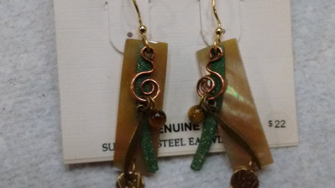 Silver Forest Hand Crafted Earrings Made in USA - Genuine Shell E9584 - Olde Church Emporium