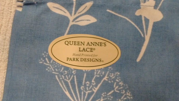 Park Design - Queen Anne's Lace Blue Valance, 72 x 14 Inches Hand Printed Design - Olde Church Emporium