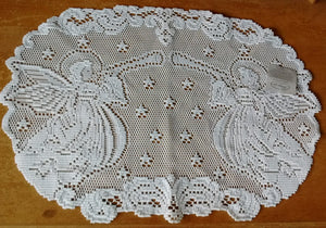 Heritage Lace Set Alpine Angels  14 X 20 Inches Placemats in White Set of 2 Made in USA - Olde Church Emporium