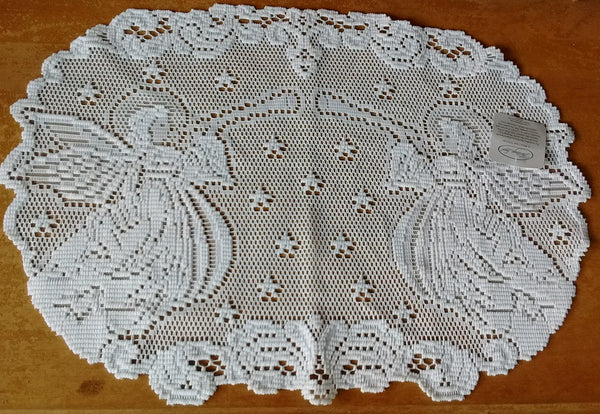 Heritage Lace Set Alpine Angels  14 X 20 Inches Placemats in White Set of 2 Made in USA - Olde Church Emporium