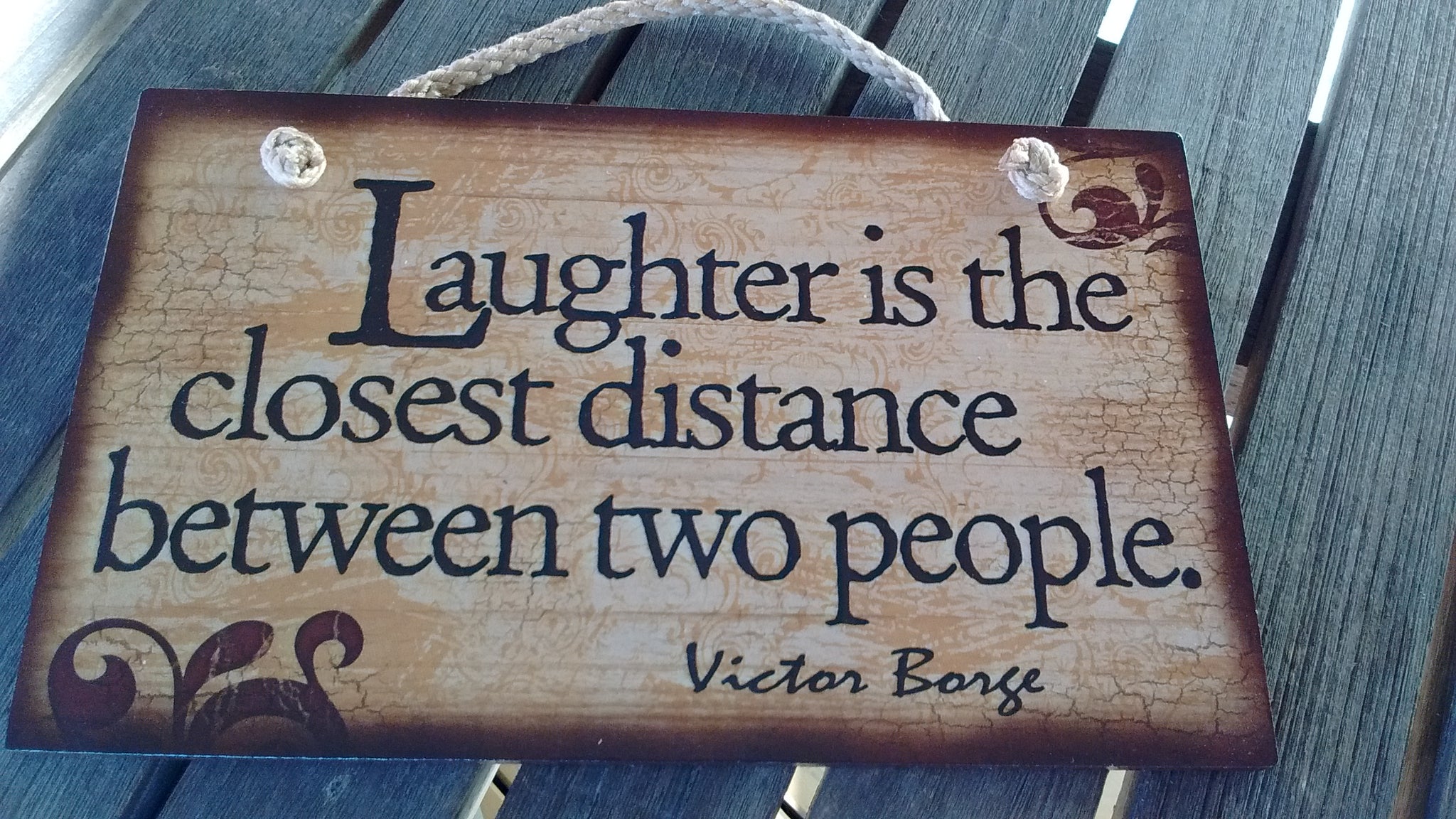 Wooden Sign Humor, Proverbs, Victor Borge Made in USA