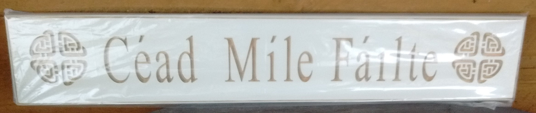 Cead Mile Failte  Wooden Sign - Made in USA 4 Styles in Black or Antique White
