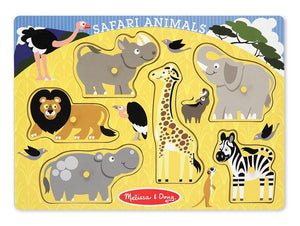 Melissa & Doug Safari Animals  - 6pc Colorful Wooden Peg Puzzle Ages 2+ - Olde Church Emporium