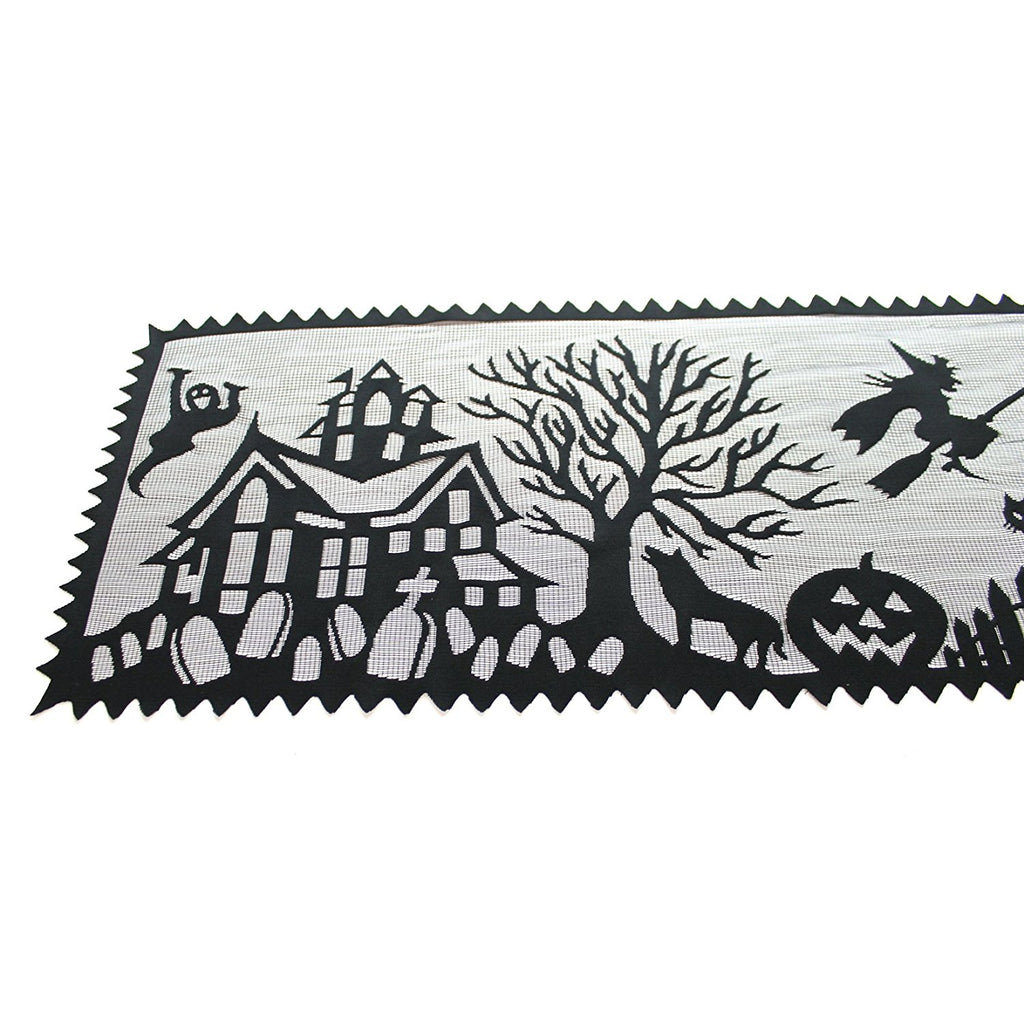 Panel de cortina de encaje Midnight de Halloween de Heritage Lace