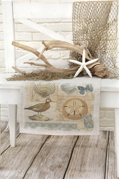 Heritage Lace - Shorebirds Collection - Pillows, Placemats and Runners in Oyster Color - Olde Church Emporium