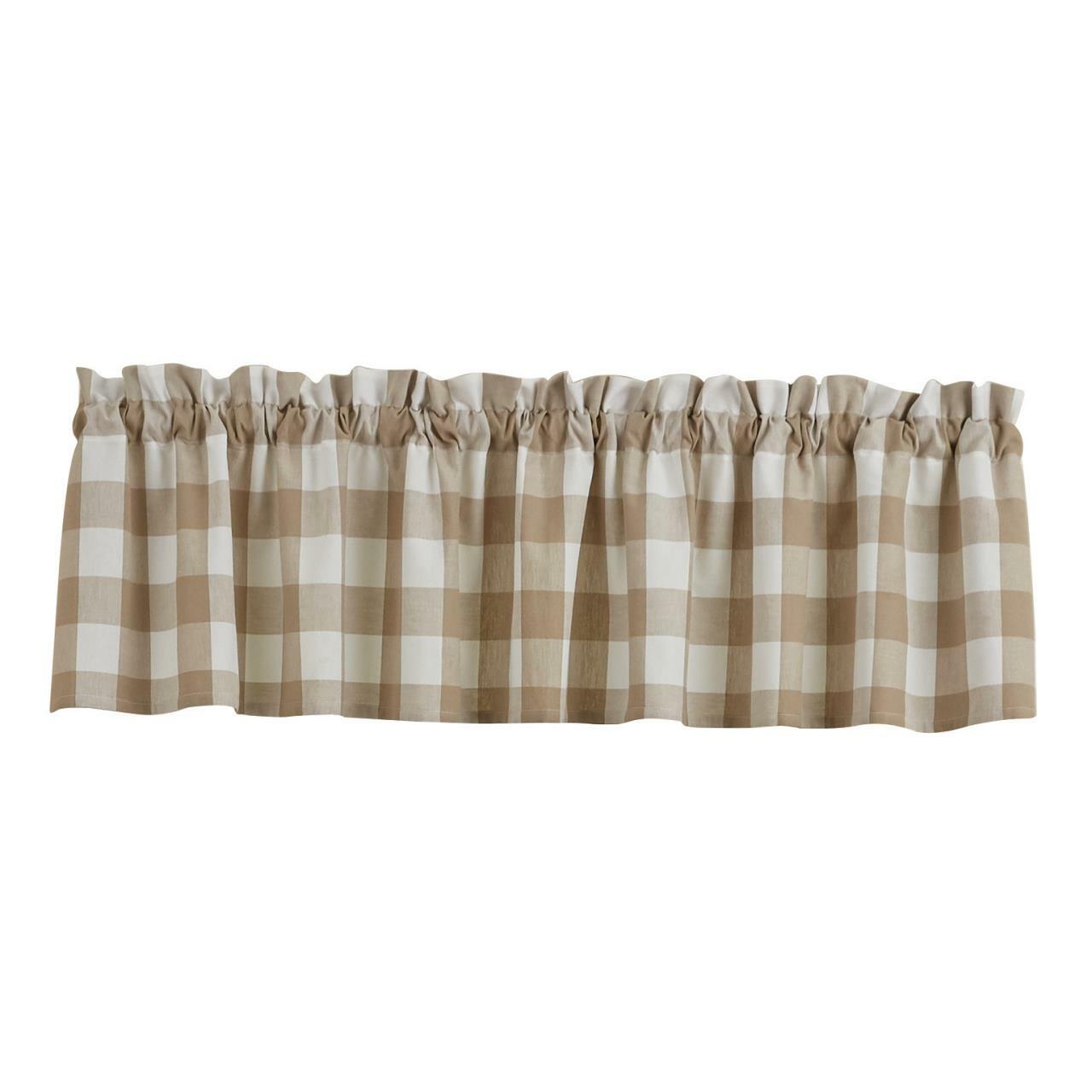 Park Wicklow Check Valance Natural Unlined 72 x 14 Inches