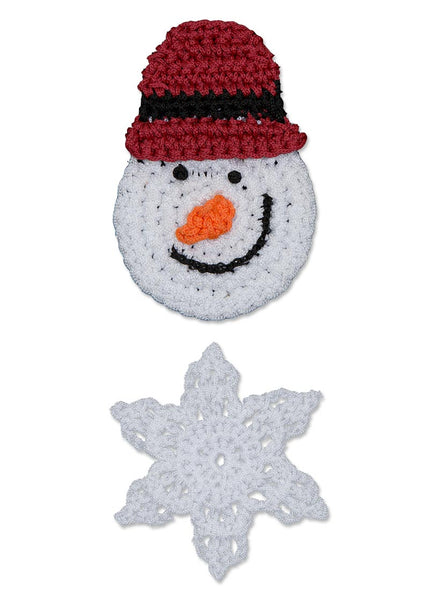 Heritage Mode Crochet Wintertime What Knots Set of 2 Snowman Face and Snowflake