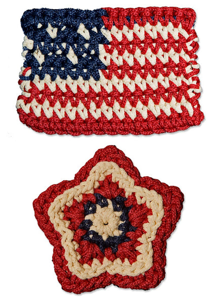 Heritage Mode Crochet What Knots USA Set of 2 Flag and Star