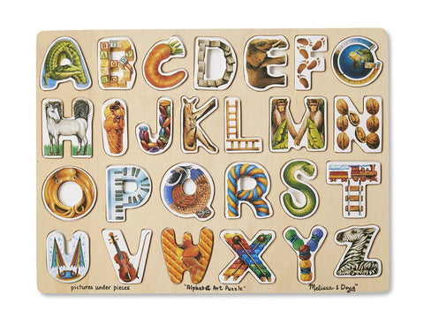 Melissa & Doug 26 Piece Alphabet Art Wooden Puzzle [Home Decor]- Olde Church Emporium