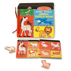 Melissa and Doug Wooden Magnetic Learning Animal Puzzle Book 28 Pieces Ages 2+ - Olde Church Emporium