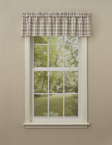 Park Design Apple Orchard Unlined Window Valance 72x14 Inches Ivory, Dark Red, Green, Tan Plaid - Olde Church Emporium