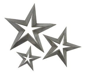 Antique Tin Star Set 3 Stars 23 Inch, 18 Inch, 11 inch - Olde Church Emporium