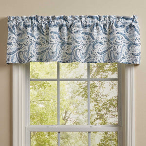 Ashley China Blue White Floral Cotton Country Cottage Unlined Window Valance 60" x 14" Inches - Olde Church Emporium