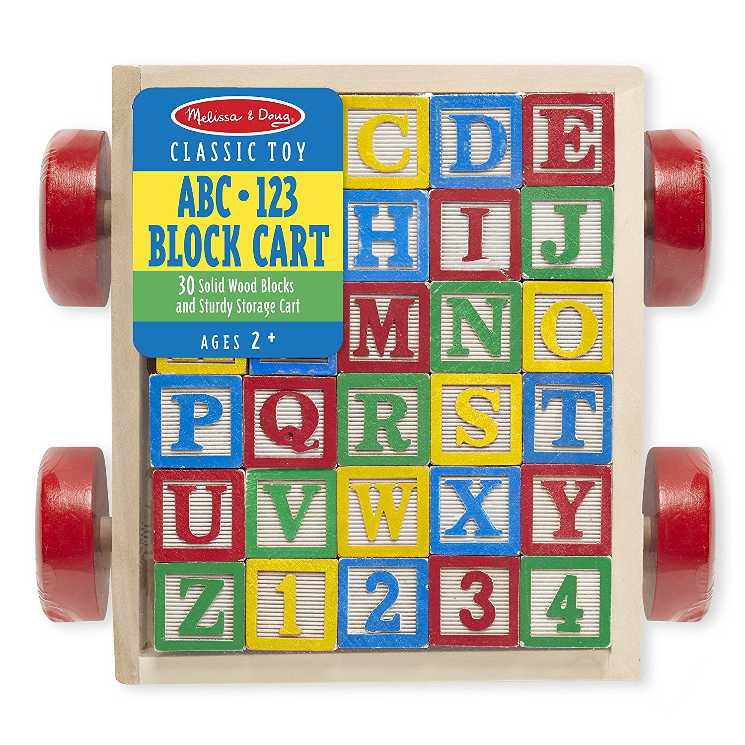 Melissa Doug Classic ABC Wooden Block Cart Educational Toy With