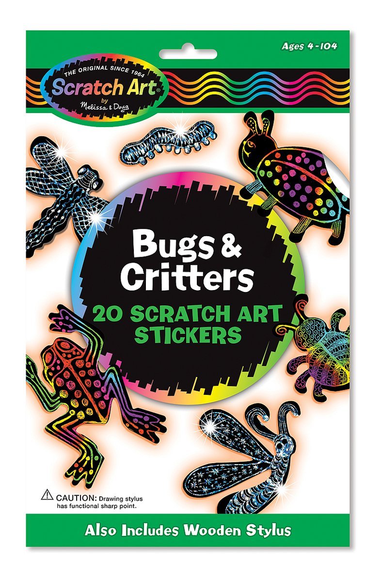Melissa & Doug Scratch Art Magic Bugs and Critters Sticker Kit (20 Stickers) Ages 5 to 95 - Olde Church Emporium